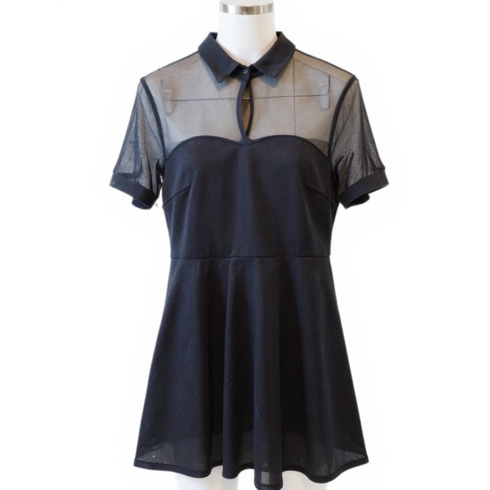 Collared/Sheer Black Mini Dress